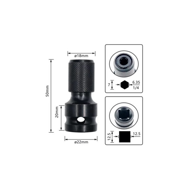 ADAPTADOR PARA LLAVES DE VASO DE IMPACTO DE 1/2" A 1/4" BLIM