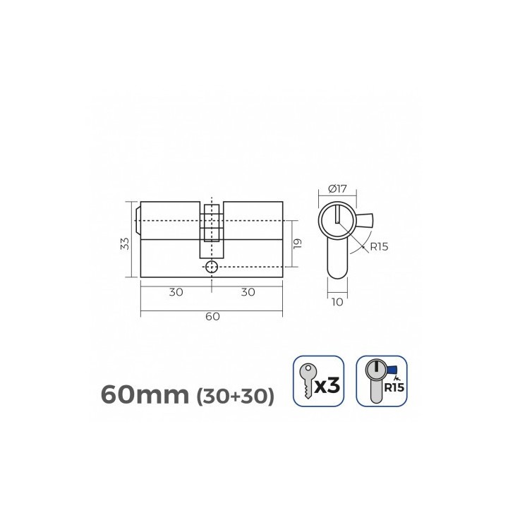 BOMBIN LATON 60MM 30+30MM LEVA LARGA