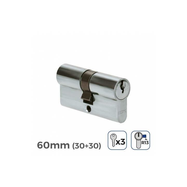BOMBIN NIQUEL 60MM 30+30MM LEVA CORTA 3 LLAVES