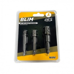 KIT 3 ADAPTADORES 1/4" HEXAGONAL A 1/4"-3/8"-1/2" BLIM
