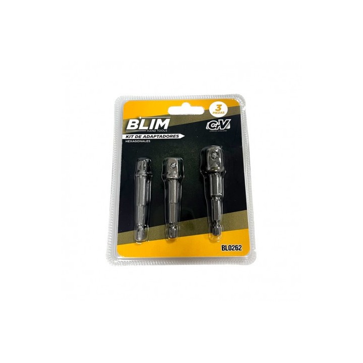 KIT 3 ADAPTADORES 1/4" HEXAGONAL A 1/4"-3/8"-1/2" BLIM