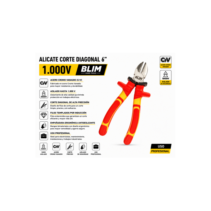 ALICATE CORTE DIAGONAL 6" 1.000V BLIM