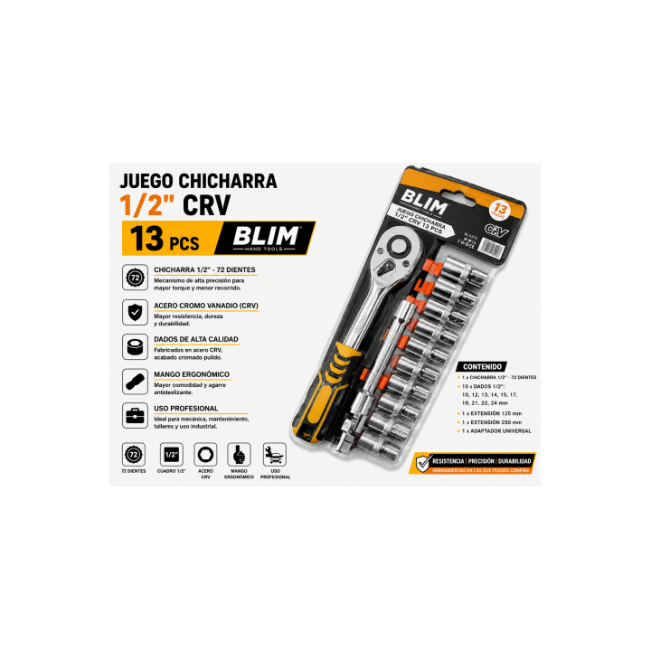 JUEGO CHICHARRA 1/2" CRV 13 PCS BLIM
