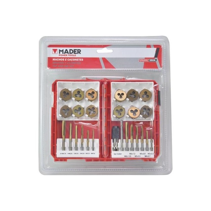 JUEGO MACHOS Y COJINETES 25PCS MADER