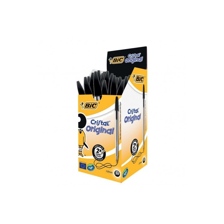 CAJA DE 50 UNIDADES BOLIGRAFO TINTA ACEITE PUNTA 1.0 MM NEGRO BIC CRISTAL