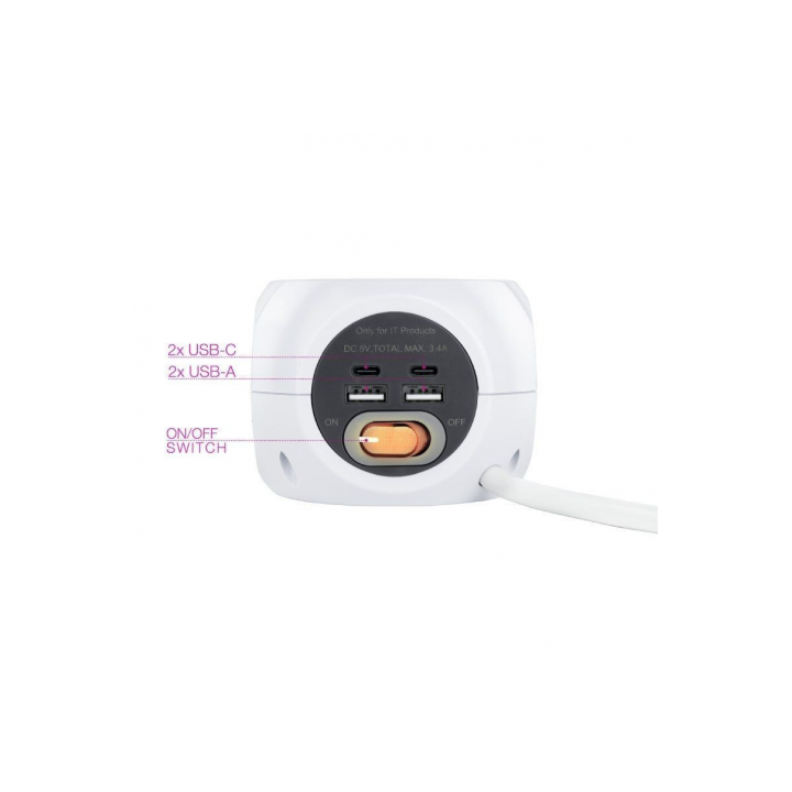 BASE MULTIPLE 3 TOMAS + 4 USB NANOCABLE