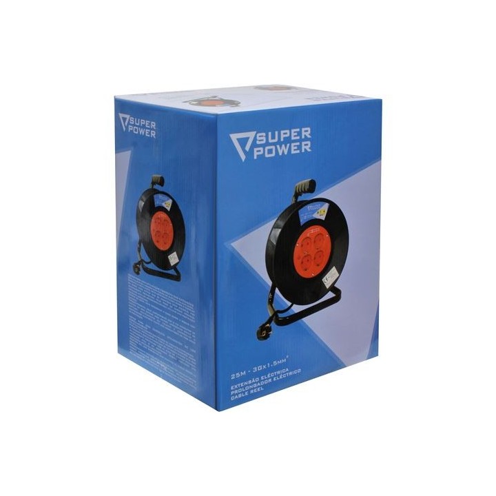 ENROLLADOR DE CABLE 25 METROS CABLE 3X1.5MM SUPER POWER