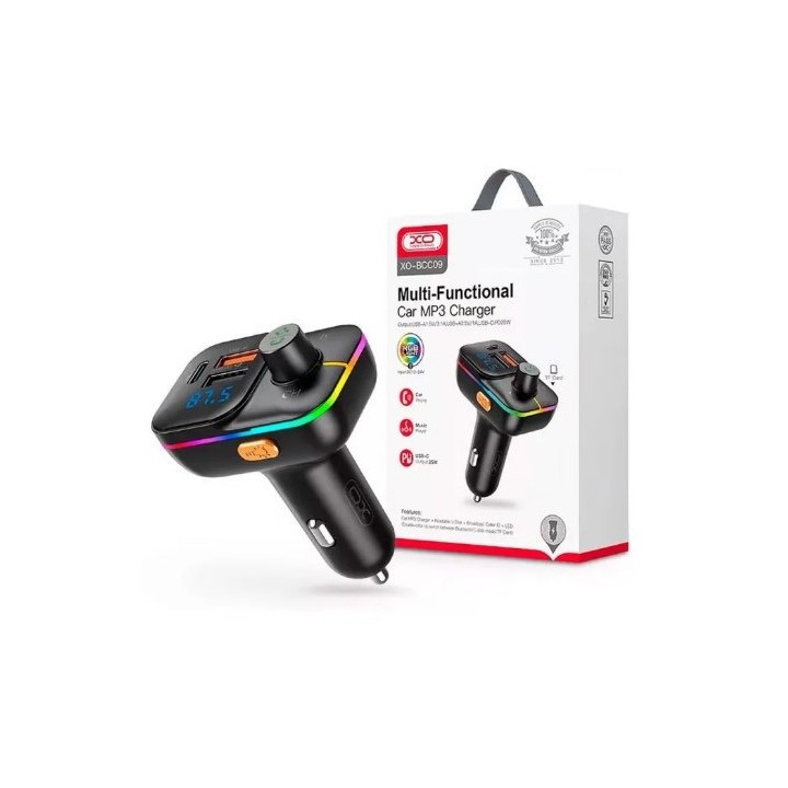 TRANSMISOR FM BCC09 BLUETOOTH + USB + TIPO C 25W XO
