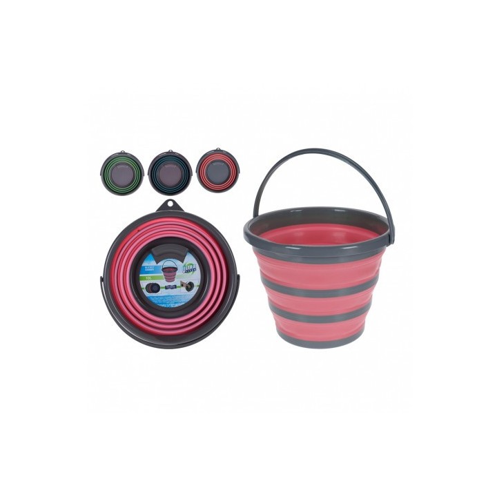 CUBO 10 LITROS PLEGABLE CON ASA COLORES SURTIDOS