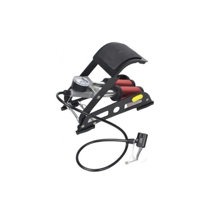 INFLADOR DE PIE DOBLE CON MANOMETRO 130 PSI MADER