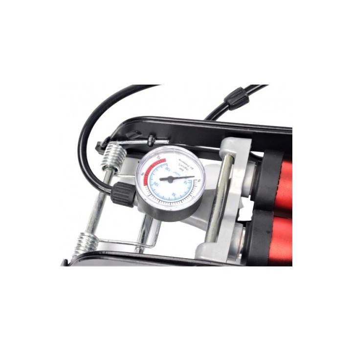 INFLADOR DE PIE DOBLE CON MANOMETRO 130 PSI MADER