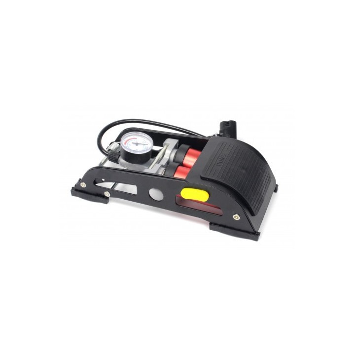 INFLADOR DE PIE DOBLE CON MANOMETRO 130 PSI MADER
