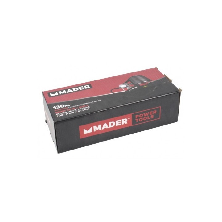 INFLADOR DE PIE DOBLE CON MANOMETRO 130 PSI MADER