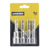JUEGO DE 4 LLAVES DE VASOS MAGNÉTICO 1/4" MADER