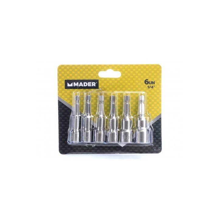 JUEGO DE 6 LLAVES DE VASOS MAGNÉTICO 1/4" MADER