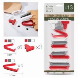 PACK 13 PINZAS DE CIERRE PLASTICO PARA BOLSAS URBAN LIVING