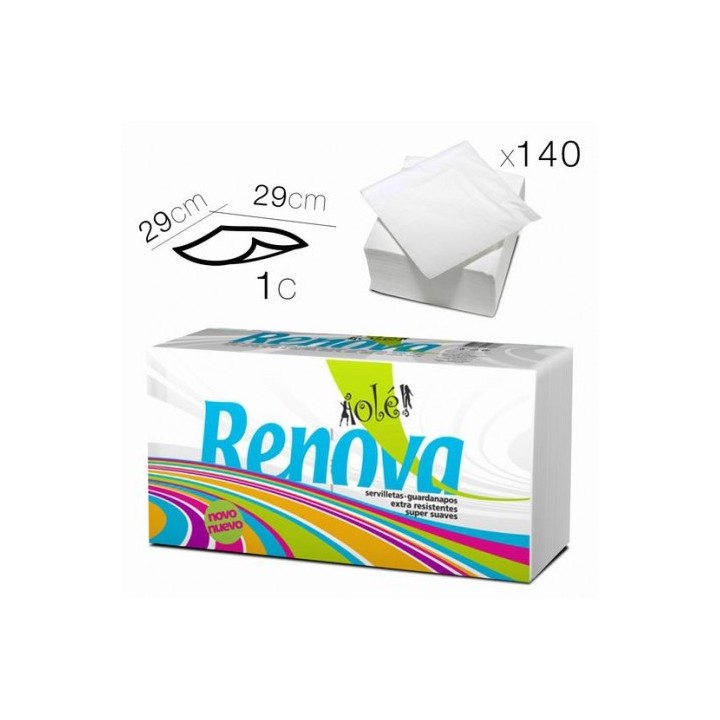 SERVILLETAS 29X29 BLANCAS 140 UNIDADES RENOVA