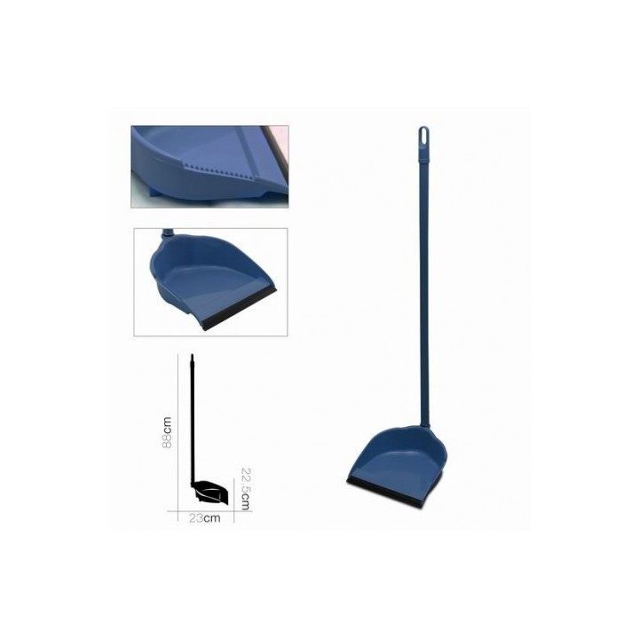 RECOGEDOR CON MANGO METALICO 80CM AZUL