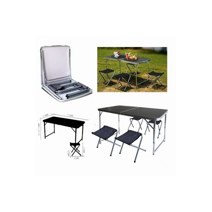 SET CAMPING MESA + 4 SILLAS PLEGABLE