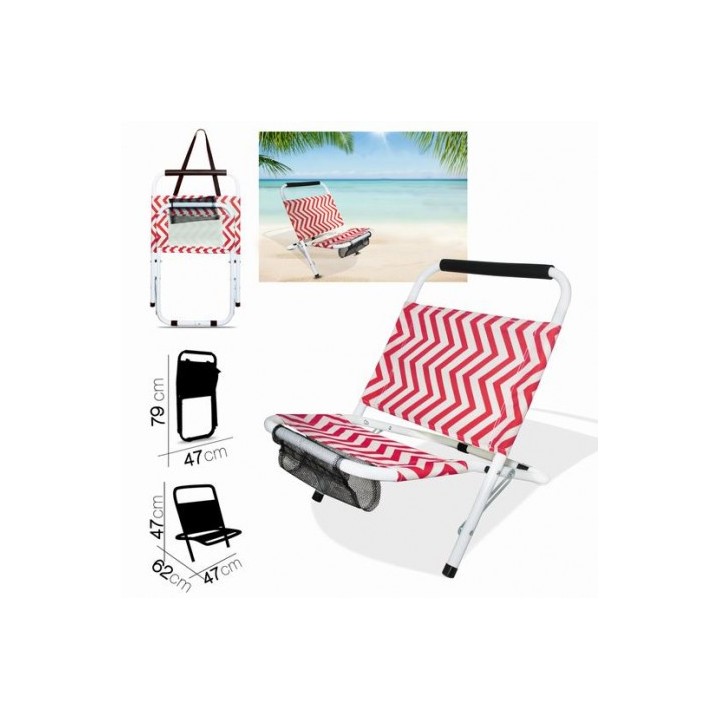 SILLA DE PLAYA ZIGZAG GROSELLA 62X47XH47CM