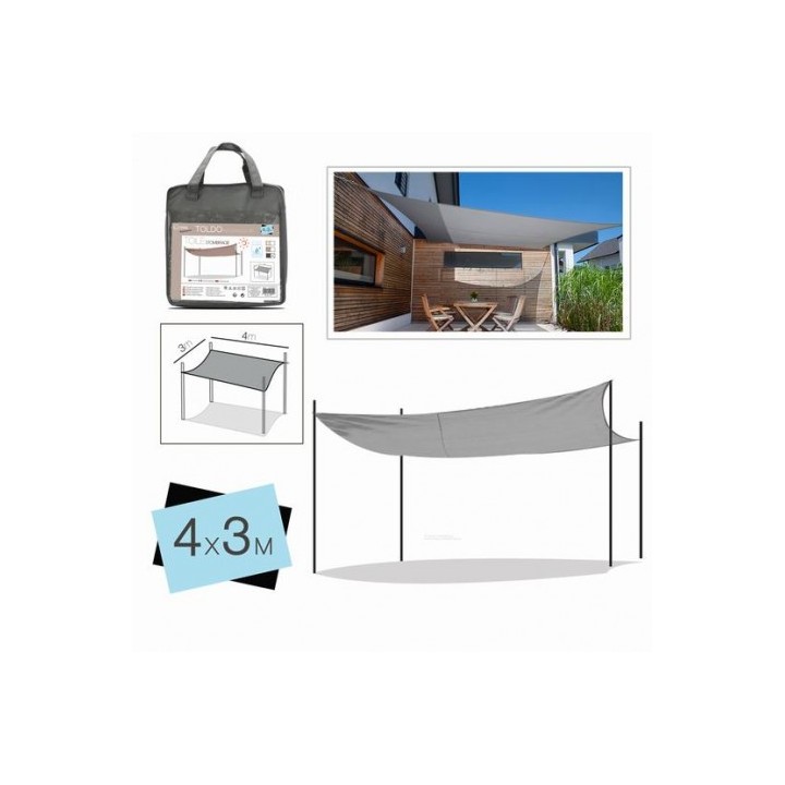 TOLDO RECTANGULAR 3X4 METROS GRIS + BOLSA