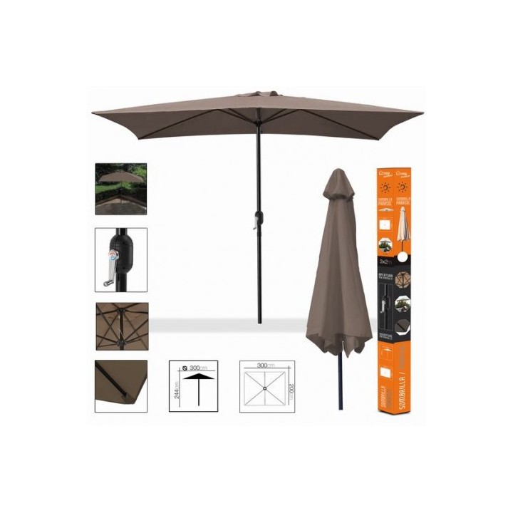 SOMBRILLA JARDIN 3X2 METROS MARRON
