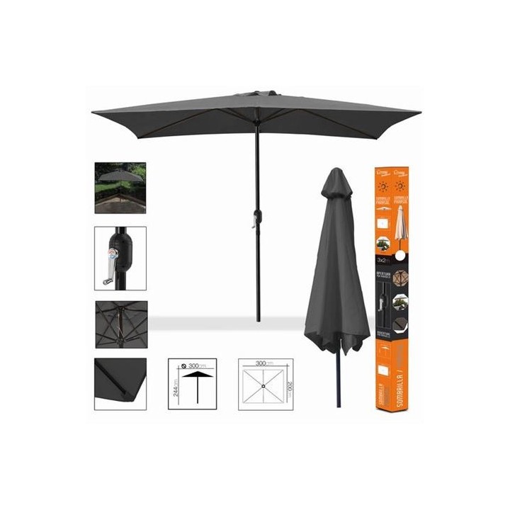 SOMBRILLA JARDIN 3X2 METROS ANTRACITA