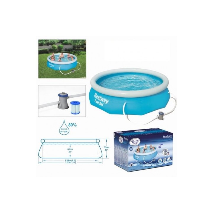 PISCINA HINCHABLE + BOMBA FILTRO 305CM DIÁMETRO X H76CM BESTWAY