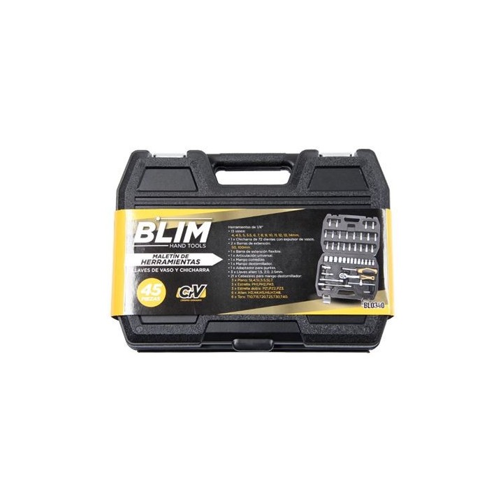 MALETIN HERRAMIENTAS C.V. 45 PCS 1/4" BLIM