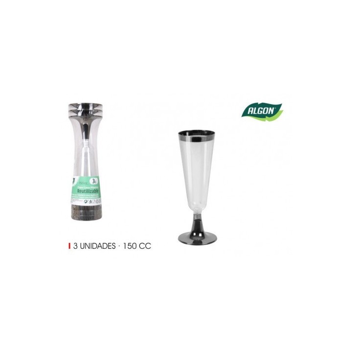 SET 3 COPAS CAVA 3 PIEZAS 150CC ALGON