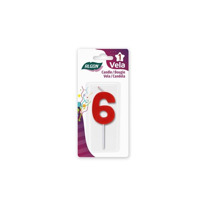 VELA ROJA NUMERO 6 ALGON