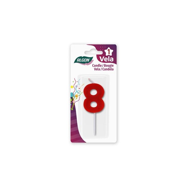 VELA ROJA NUMERO 8 ALGON