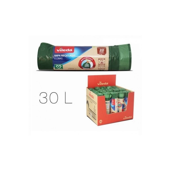 PACK 15 BOLSAS BASURA REFORZADA 30 LITROS ECOBAG VILEDA