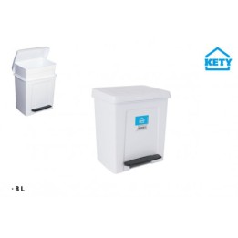 PAPELERA CON PEDAL Y CUBETA INTERIOR 8 LITROS BLANCA