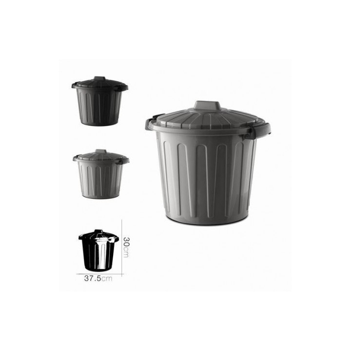 CUBO DE BASURA CON TAPA GRIS/NEGRO 7 LITROS OSKAR