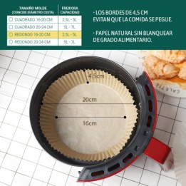 PACK 20 BASES REDONDAS PAPEL PARA AIRFRYER 20CM ALGON
