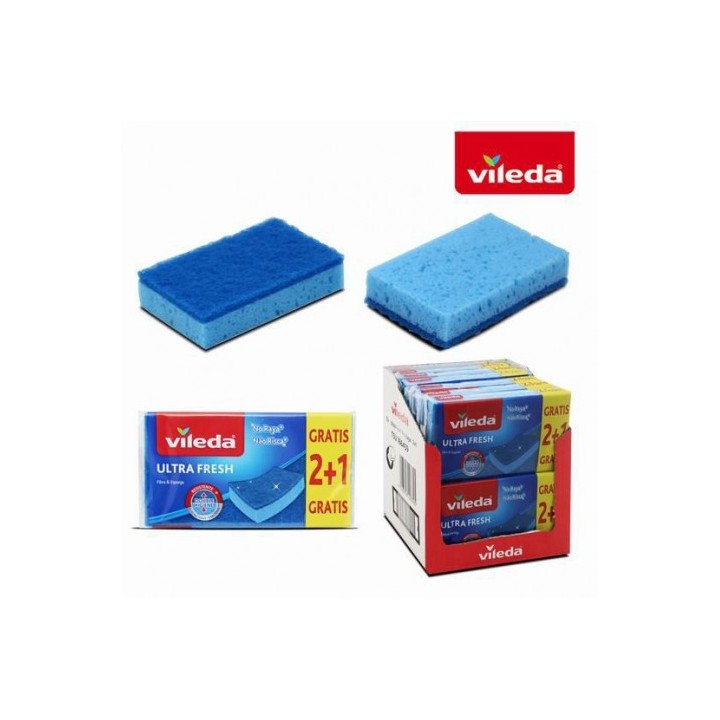 PACK 3 ESPONJA CON ESTROPAJO NO RAYA ULTRA FRESH VILEDA