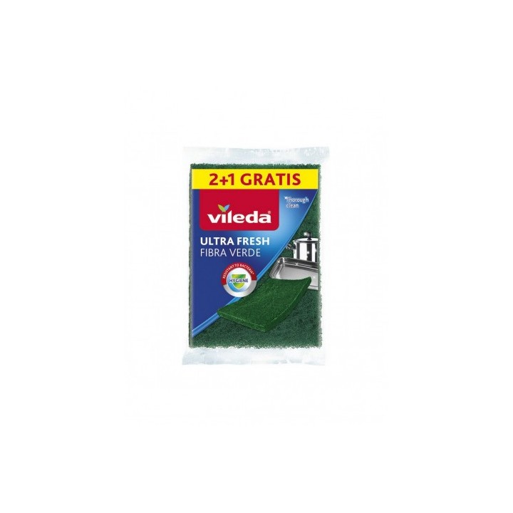 PACK 3 ESTROPAJOS FIBRA VERDE ULTRA FRESH VILEDA