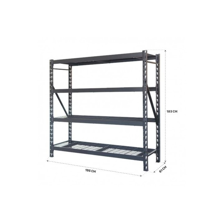 ESTANTERIA METÁLICA INDUSTRIAL NEGRA 4 BALDAS 195X183X61CM BLIM