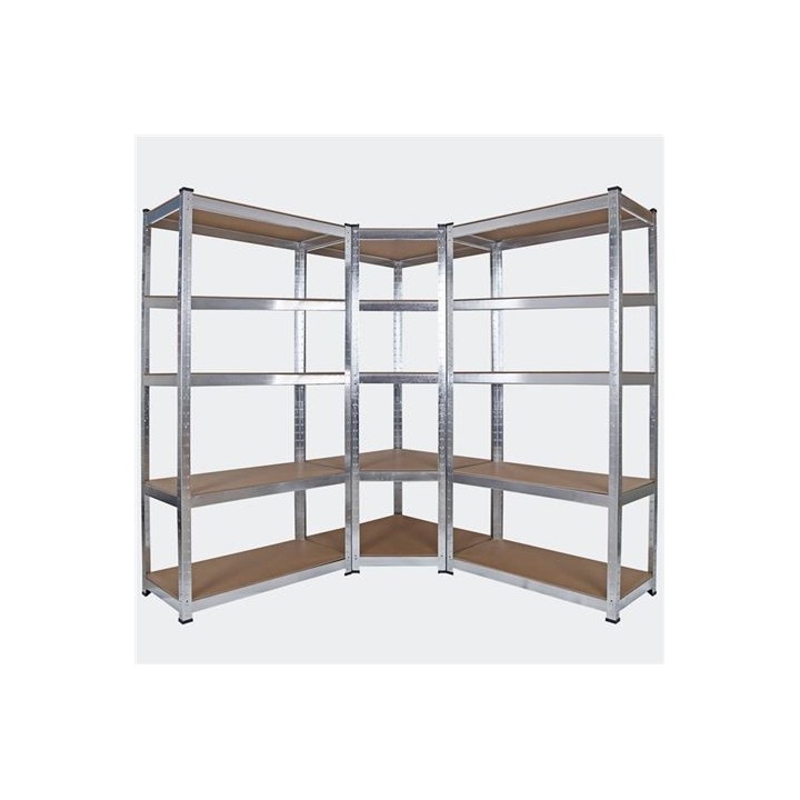 ESTANTERIA METÁLICA ESQUINERA GALVANIZADA 5 BALDAS 180X90X40X90CM BLIM