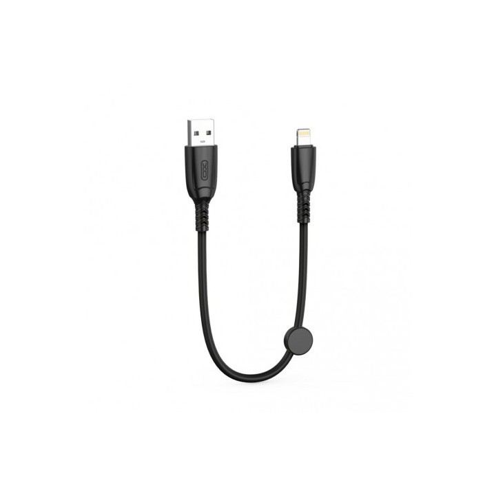 CABLE NB247 CARGA RAPIDA USB - LIGHTNING | 6A | 25CM CON CLIP | NEGRO XO