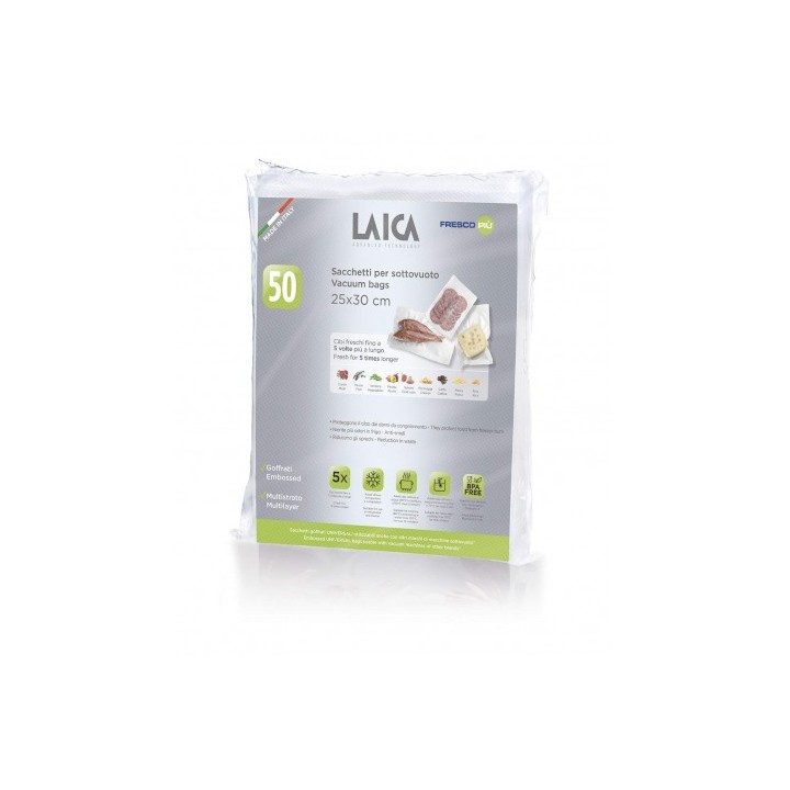 PACK 50 BOLSAS ENVASAR AL VACIO 25X30 LAICA