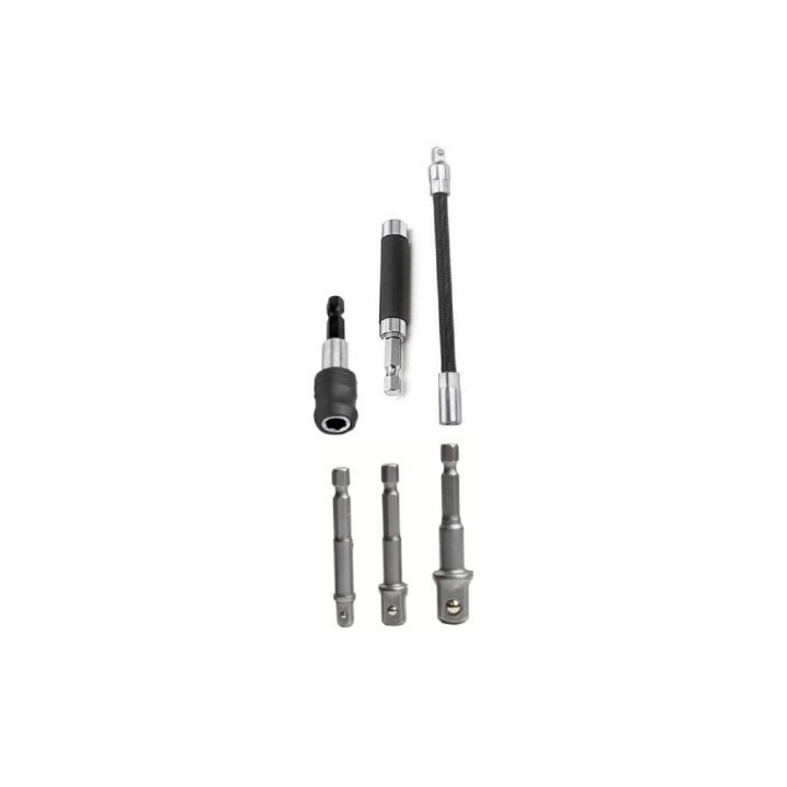 JUEGO 6 PCS ADAPTADORES LLAVE DE VASO + EXTENSIONES MADER