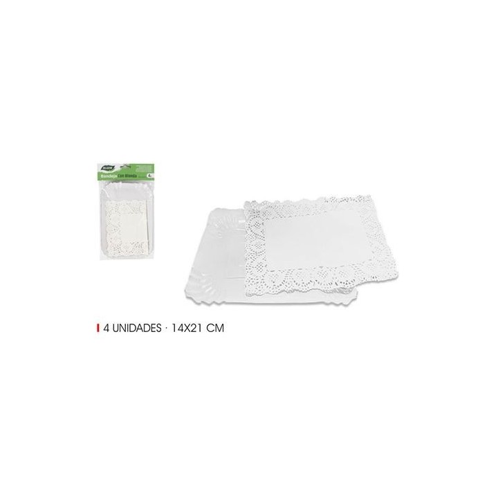 SET 4 BANDEJAS RECTANGULARES CON BLONDA 14X21CM ALGON