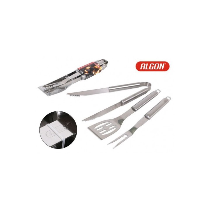 SET 3 ACCESORIOS BARBACOA SILVER ALGON