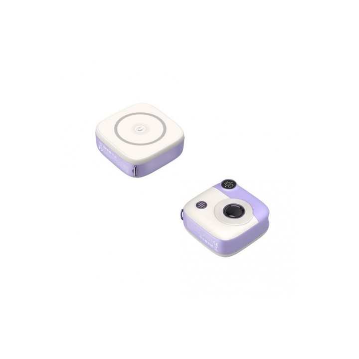 POWERBANK MAGNÉTICA MINI PR223 10000MAH | TIPO C | VIOLETA/BLANCA XO