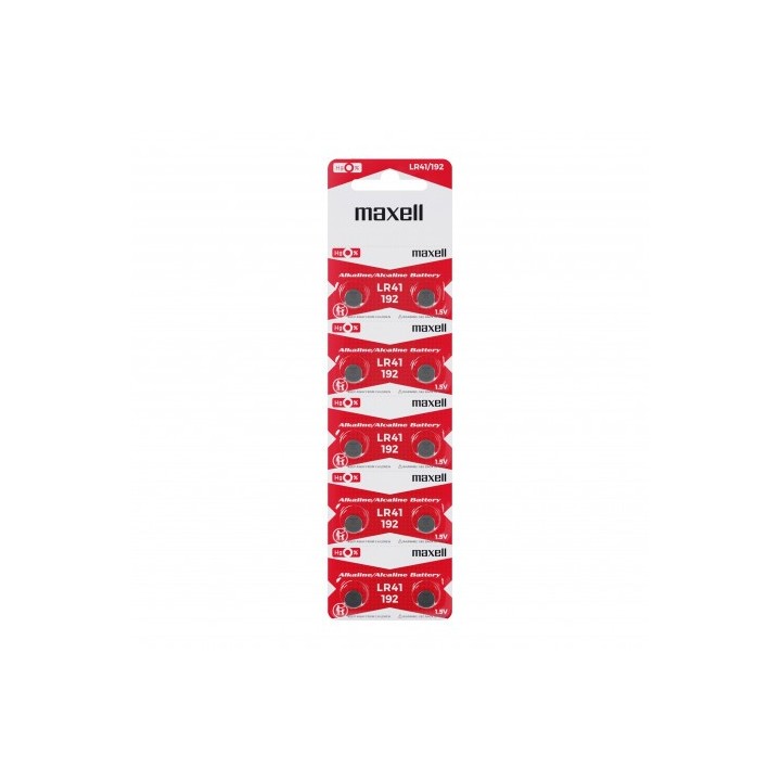 PACK 10 PILAS BOTON LR41/192 1.5V MAXELL