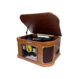 TOCADISCOS DE MADERA RETRO | CD | FM | BT | CASSETTE | PXRC52CDWD SUNSTECH