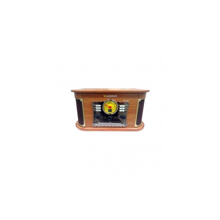 TOCADISCOS DE MADERA RETRO | CD | FM | BT | CASSETTE | PXRC52CDWD SUNSTECH