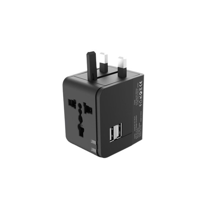 ADAPTADOR UNIVERSAL DE VIAJE 2XUSB 2.1A XO